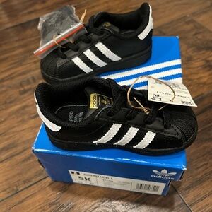Adidas superstar infant sneakers - black with white stripes - BRAND NEW!